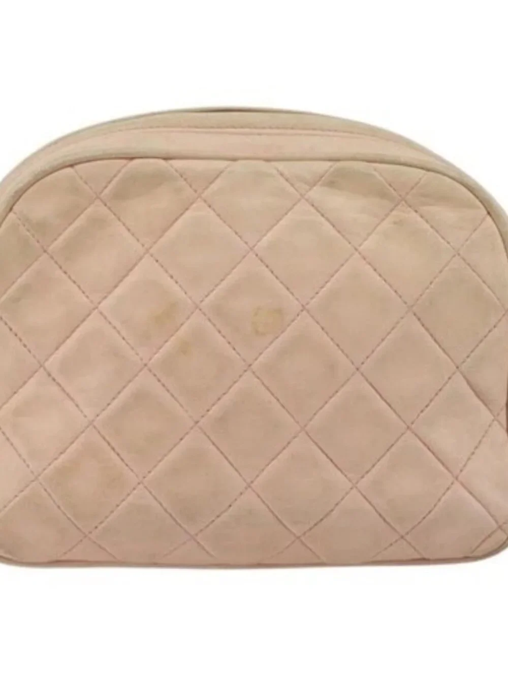 CHANEL Chain Shoulder Bag Lamb Skin Beige Gold CC Auth 184126